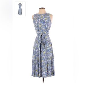 Anne Klein Sleeveless Midi Blue Yellow Dress Size 4